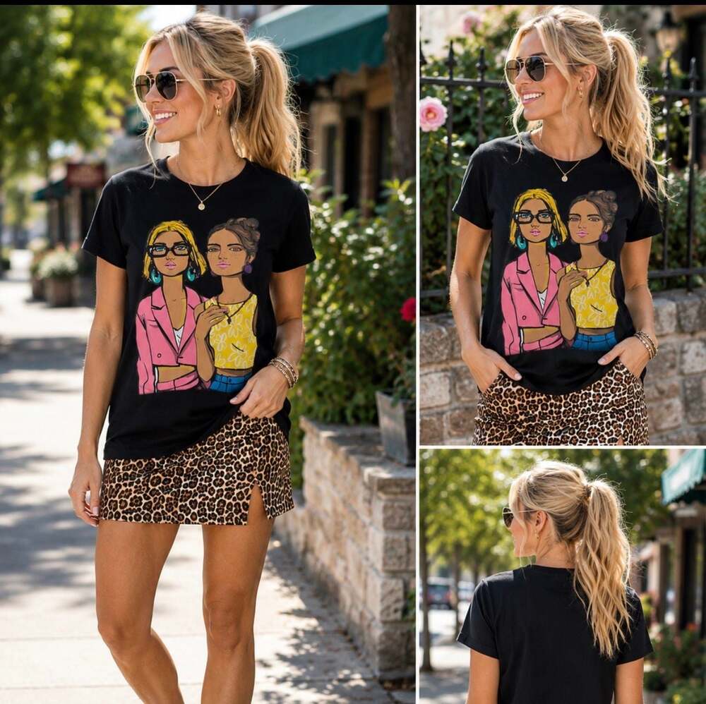NWOT Large Over Apparel Graphic Illustration Print Women's T-Shirt